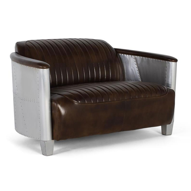 Sofá 2 plazas diseño moderno aluminio piel