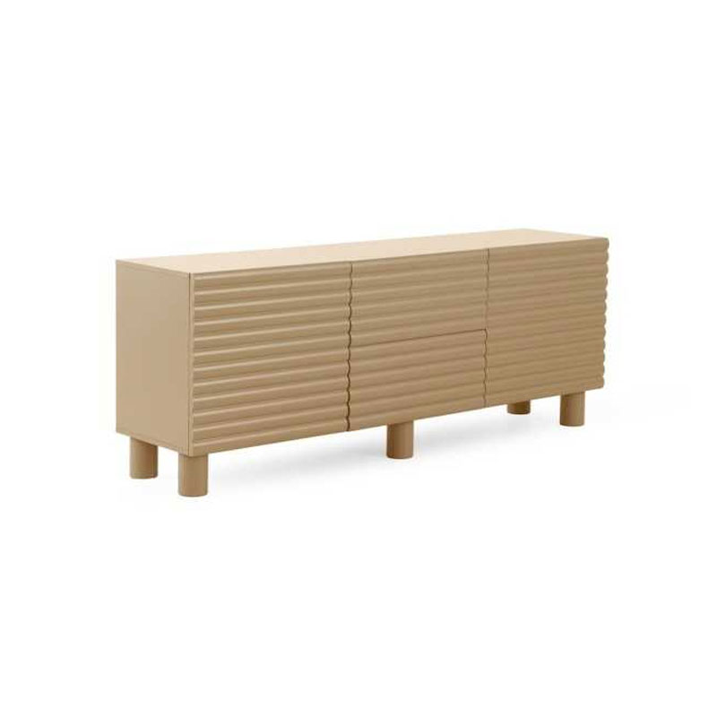 Aparador salón diseño acanalado 2 cajones 2 puertas color beige