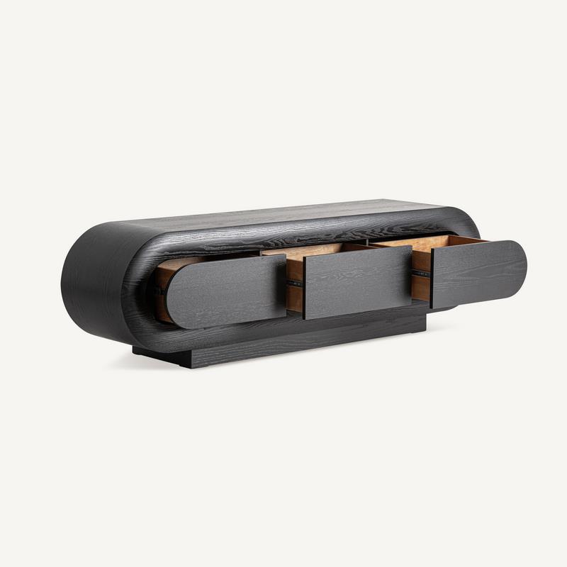 Mueble TV moderno semicircular 3 Puertas Serie Chamonix