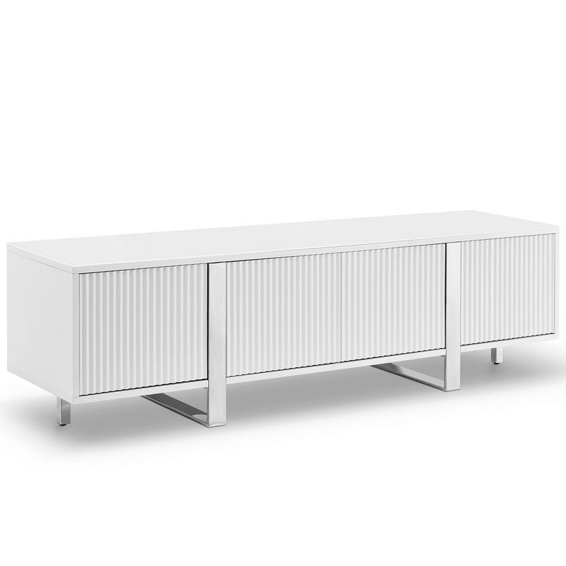 Mueble bajo tv 4 puertas en blanco y metal