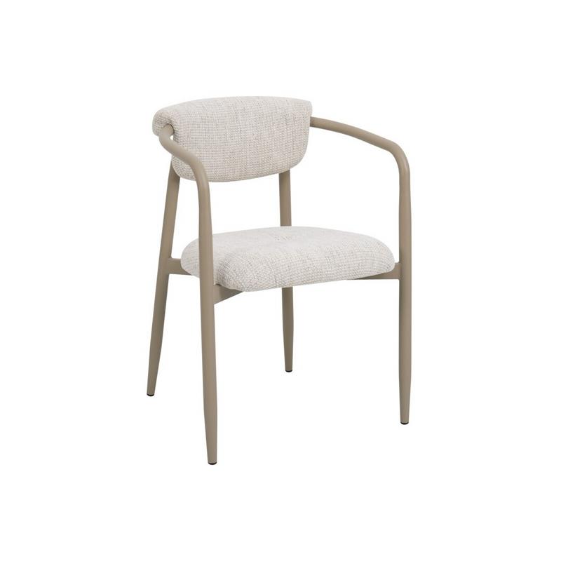 Sillon Actual Acero Topo Tapizado Chenilla Beige Serie Agoult