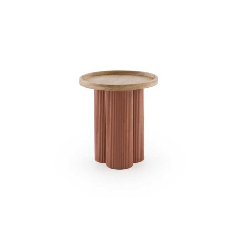 Mesa Auxiliar Baja Madera Hevea y Metal Terracota